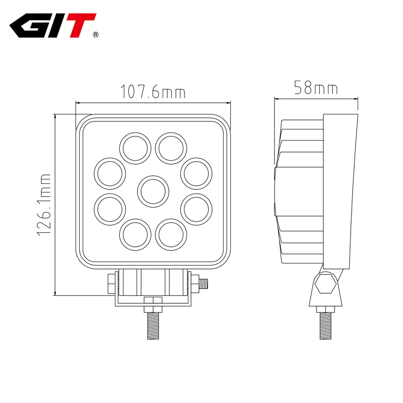 Hot Sale Epistar 4inch 27W Square Spot/Flood LED Work Light for Offroad Forklift Marine Mining