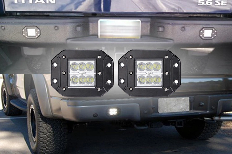 18W Flush Mount LED Light Pods Spot Flood Combo Beam Driving Light LED Work Light Backup Light Reverse Light Grill Mount Light for Offroad 4X4 Faros LED