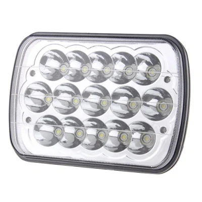 7X6 5X7 45W 직사각형 밀봉 빔 자동차 LED 헤드 라이트 15 LED 작업 조명 Epistar 3030 CREE Auxiliares 자동 Moto Alta Baja Faro LED