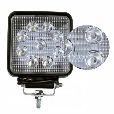 IP68 4.3 인치 정사각형 작업 조명 55mm 두께 27W Epistar LED 작업 조명 지게차 SUV ATV 용 12V 트럭 조명